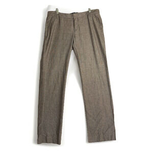 Gap Women's Size 10L Tweed Brown Cotton Wool Straight Leg Trousers Dress Pants